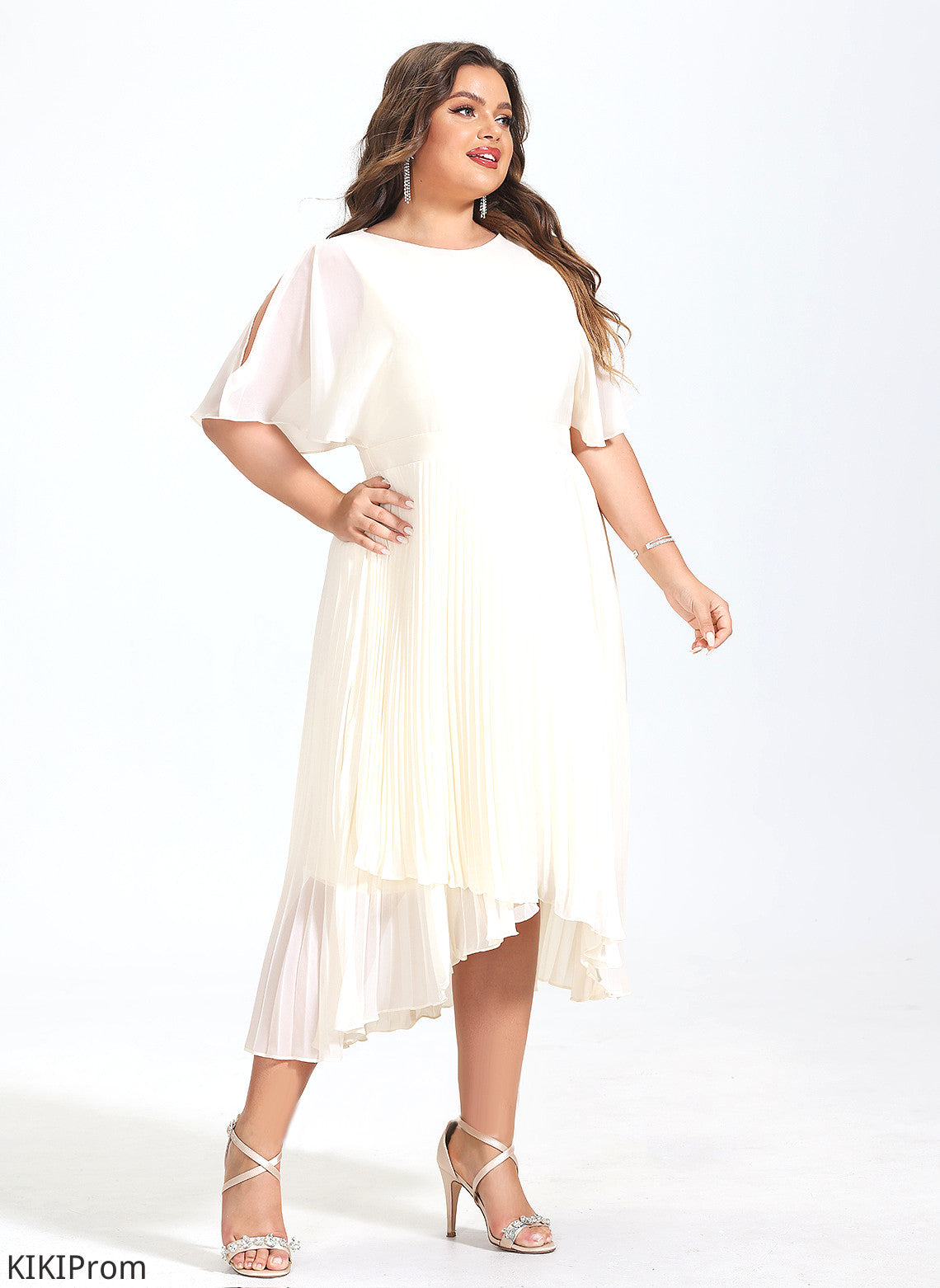 Asymmetrical With Scoop Cocktail Dresses A-Line Neck Pleated Dress Chiffon Gabriella Cocktail