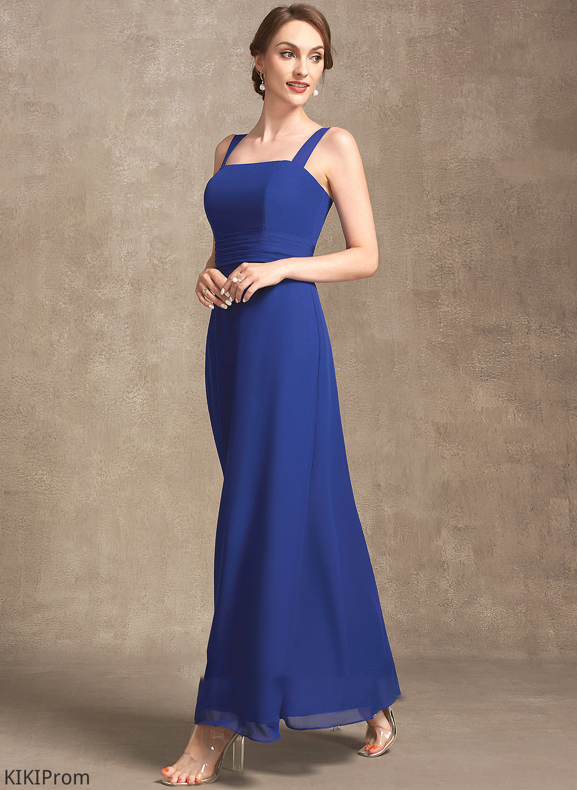 Neckline Bride Ruffle of Mother of the Bride Dresses Mother Diamond the Chiffon Dress Square Ankle-Length With A-Line