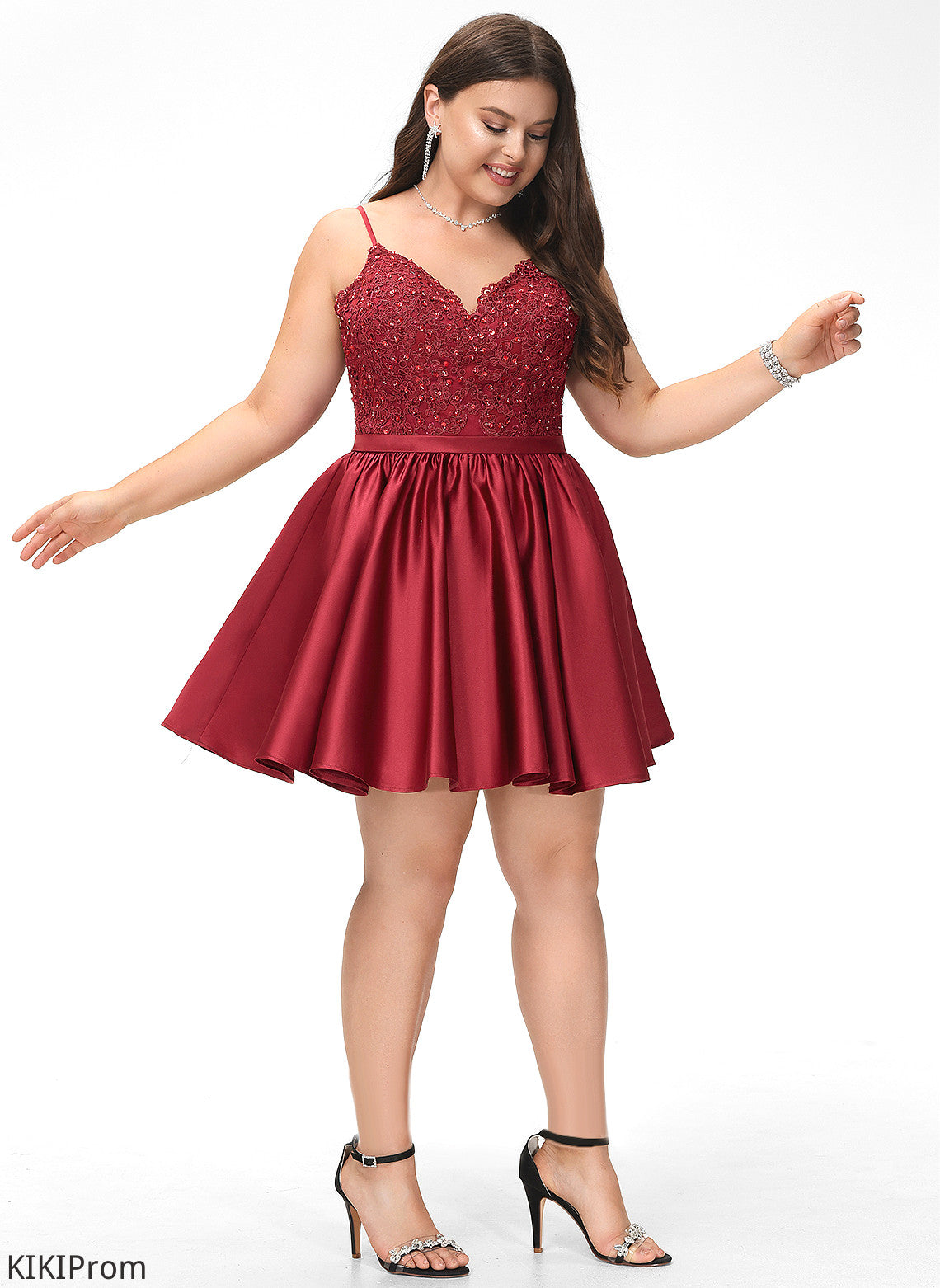 Lace With Short/Mini Homecoming V-neck Beading Homecoming Dresses A-Line Maren Satin Dress