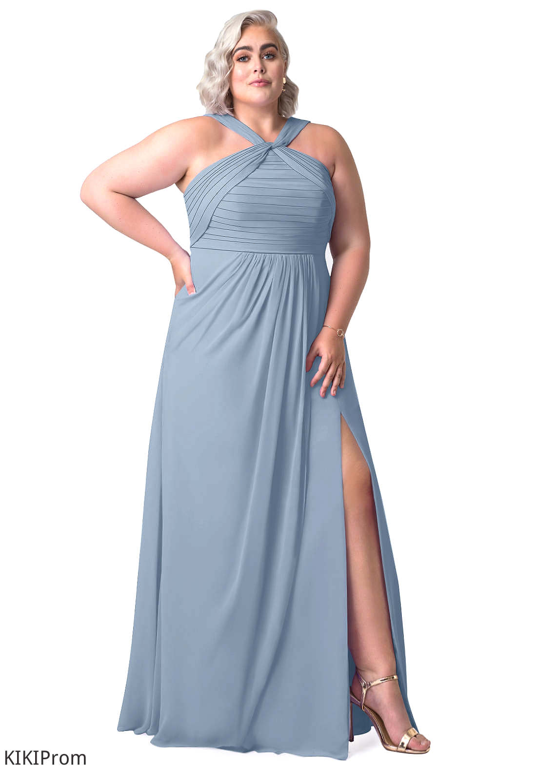 Karly Sleeveless A-Line/Princess V-Neck Natural Waist Floor Length Bridesmaid Dresses