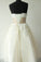 Champagne Ankle Length Strapless Wedding Dresses Organza