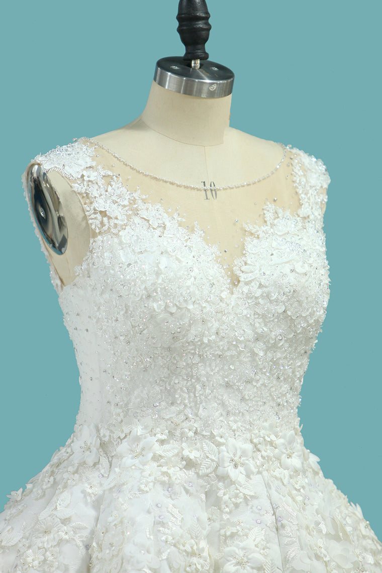 2024 Bateau Top Quality Lace Ball Gown Wedding Dresses Court Train