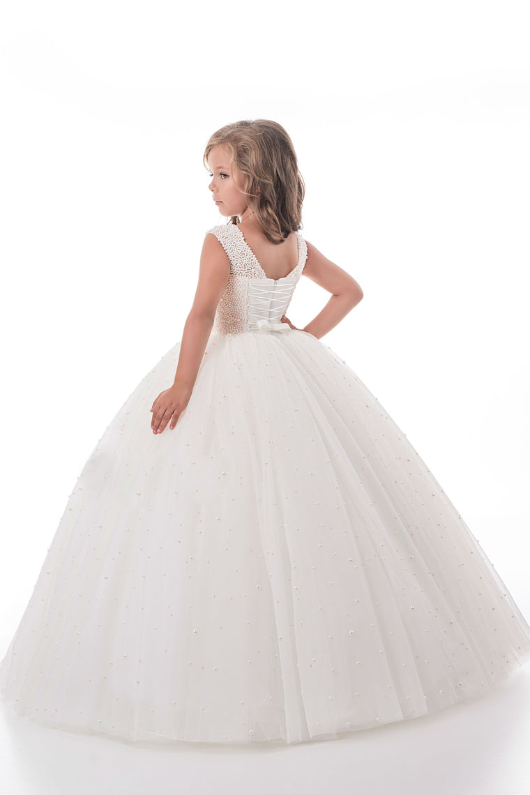2024 New Arrival Flower Girl Dresses Ball Gown Scoop Tulle With Beads Floor Length