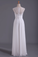 2022 White Bateau A-Line Prom Dresses Chiffon Floor-Length With Beads And Applique