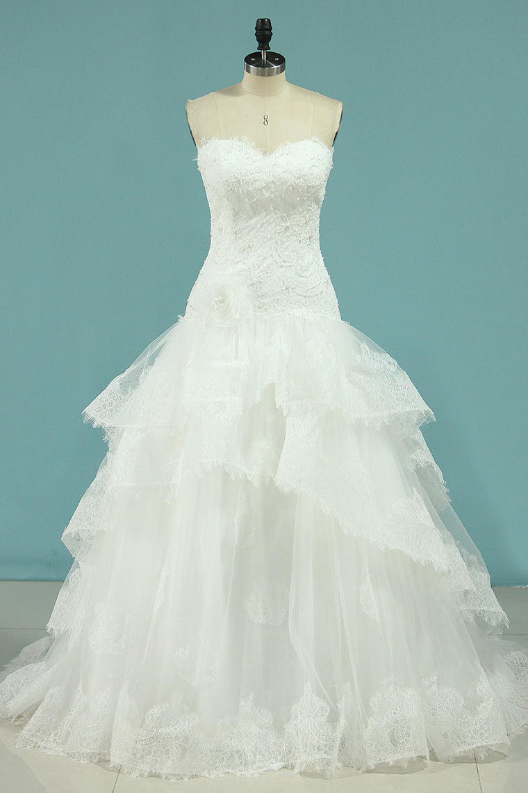 2024 Wedding Dresses Mermaid Sweetheart Tulle With Applique