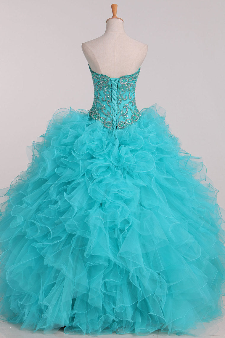 2022 Sweetheart Ball Gown Quinceanera Dresses With Beading Floor Length