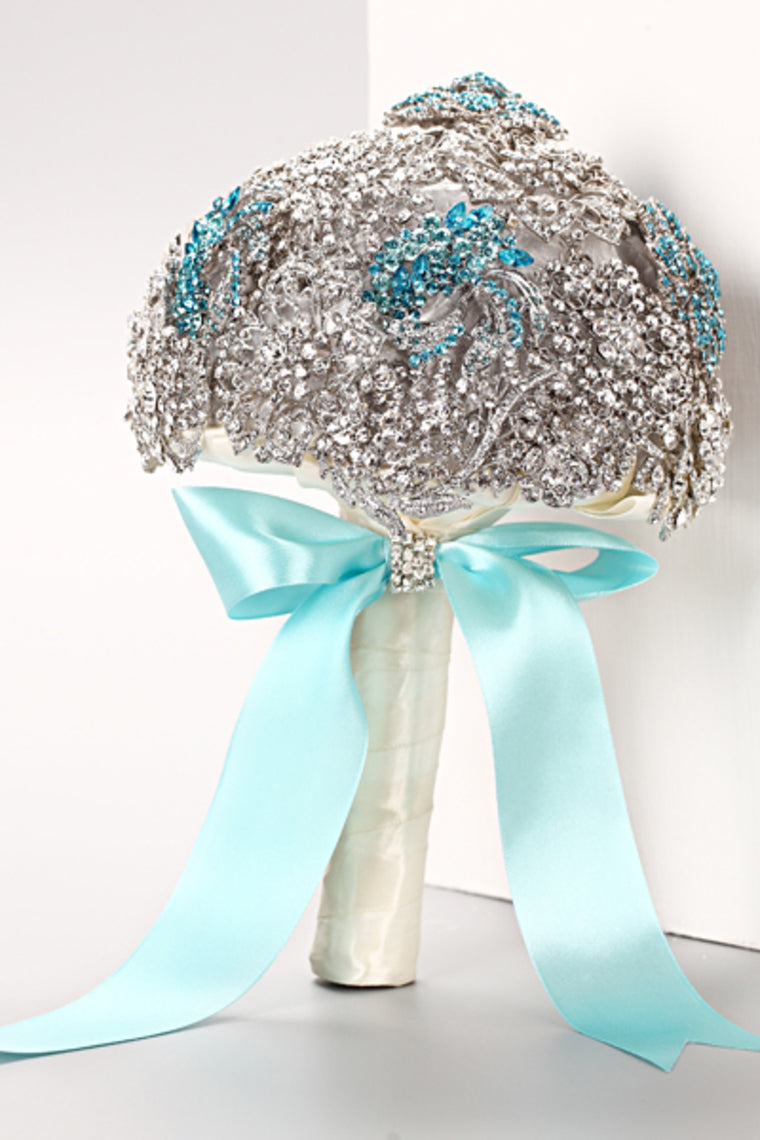 Round Shape Wedding Bouquet Acrylic Cristal Beads With Ribbon Handle (26*18cm)