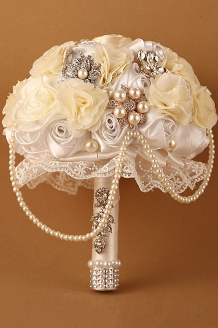 Luxury Rhinestone Pearl Wedding Bouquets Wedding Accessories Rose Flower (26*22cm)