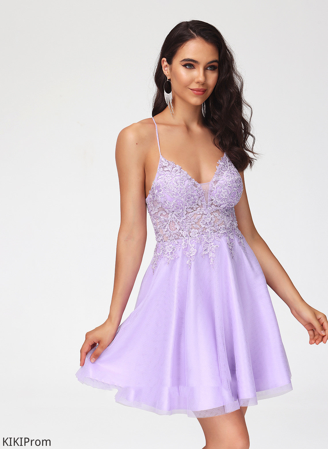 Nellie Tulle Dress Beading Homecoming V-neck Homecoming Dresses Short/Mini Lace With A-Line