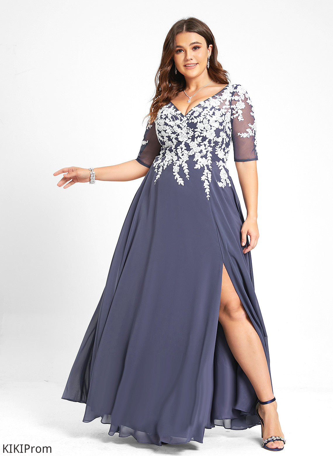 Chiffon Prom Dresses Lexie Sequins A-Line With Floor-Length V-neck Lace