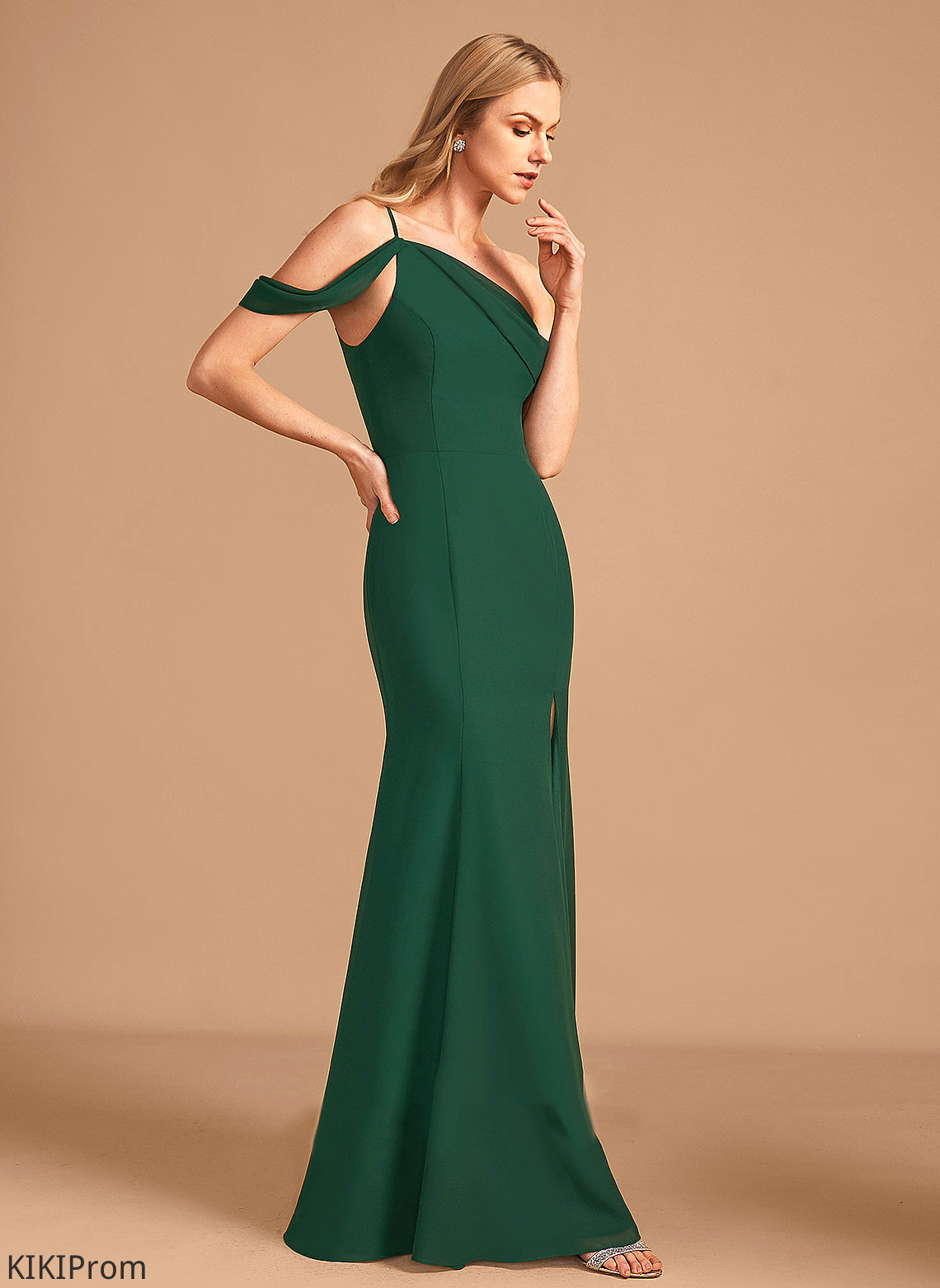 Silhouette One-Shoulder Embellishment Length SplitFront Floor-Length Fabric Neckline Trumpet/Mermaid Ayana A-Line/Princess Sleeveless Bridesmaid Dresses