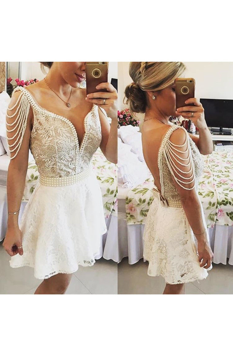 2024 Homecoming Dresses A Line Scoop Lace With Beads And Embroidery