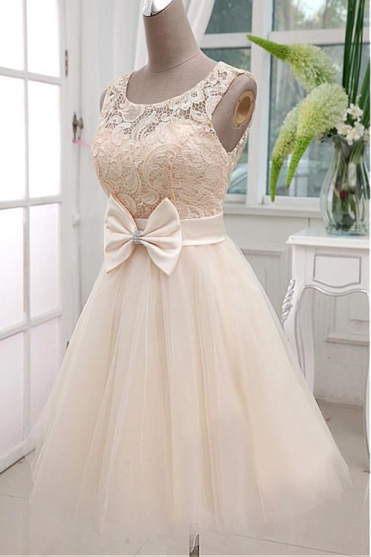 2024 A Line Scoop Tulle & Lace Homecoming Dresses With Sash