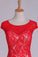 2022 Lace Bateau Homecoming Dress A Line Red Short/Mini