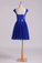 2022 Homecoming Dresses Off The Shoulder Dark Royal Blue A Line Tulle With Ruffles