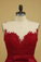 2024 Burgundy/Maroon Prom Dresses Scoop A Line With Sash And Applique