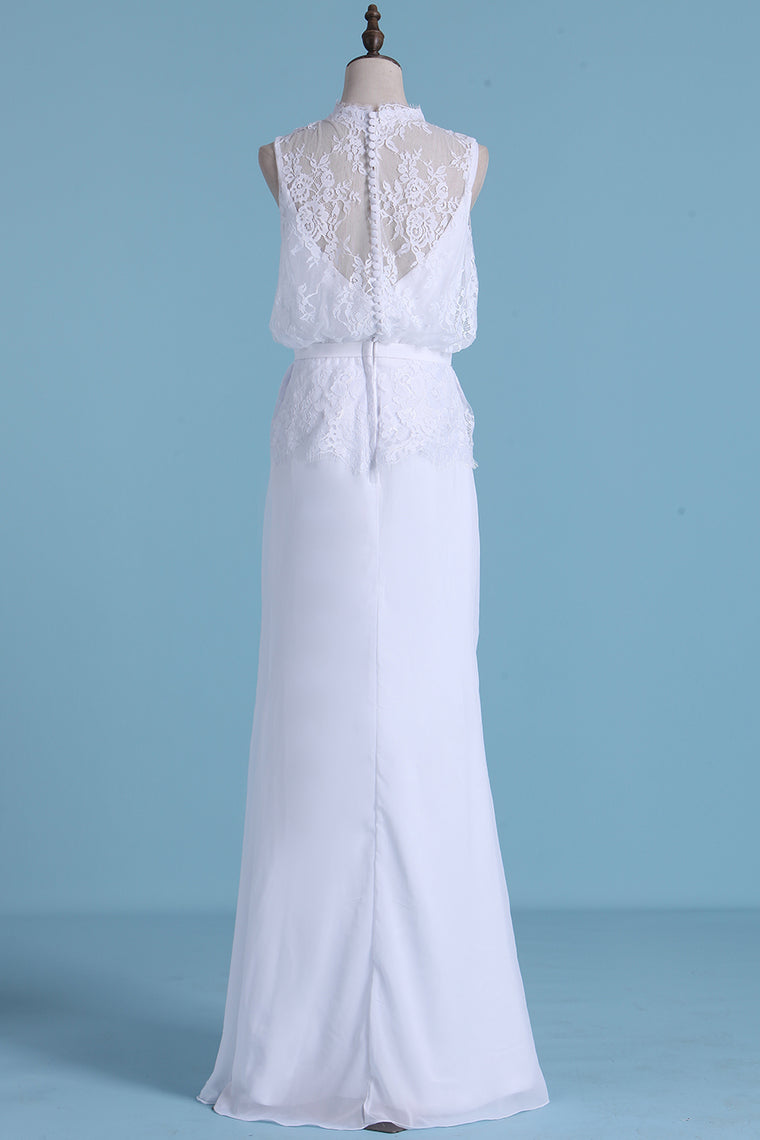 2024 Wedding Dresses Scoop Mermaid Chiffon & Lace With Sash