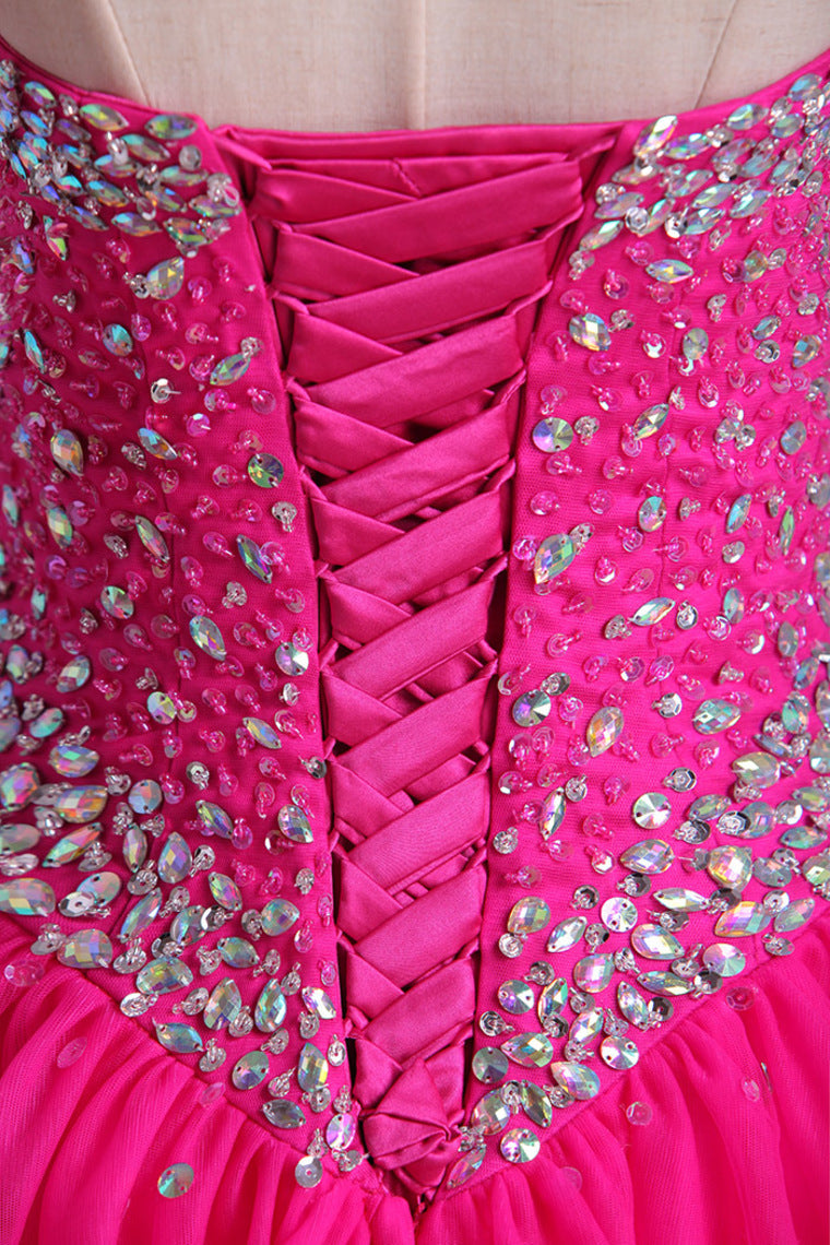 2022 Sweetheart Ball Gown Floor Length Dress Beaded Bodice Corset Tie Back Tulle