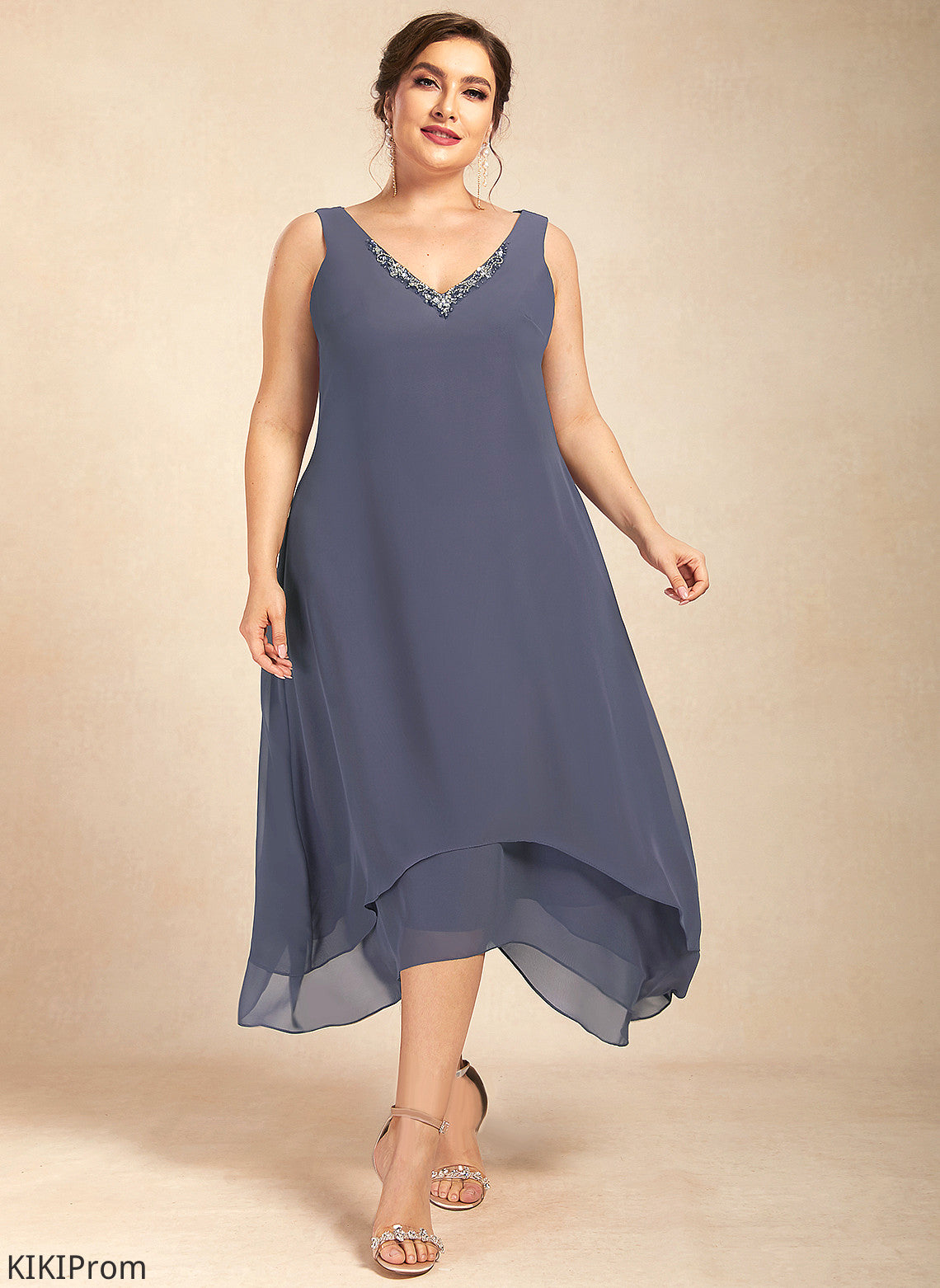 Ankle-Length Dress V-neck Lucinda With Cocktail Dresses Beading Cocktail A-Line Chiffon