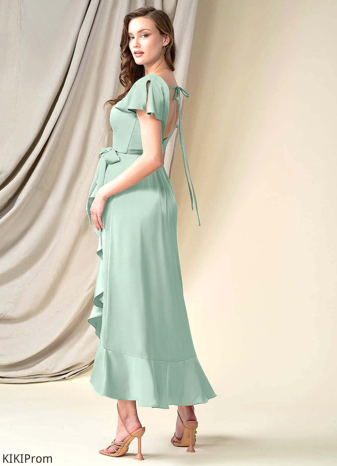 Stacy V-Neck Floor Length Natural Waist Sleeveless A-Line/Princess Bridesmaid Dresses