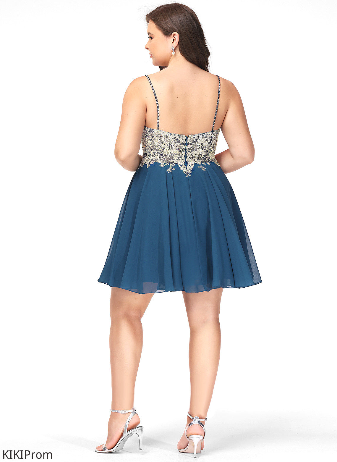 Short/Mini A-Line Zaniyah V-neck Chiffon With Lace Beading Prom Dresses