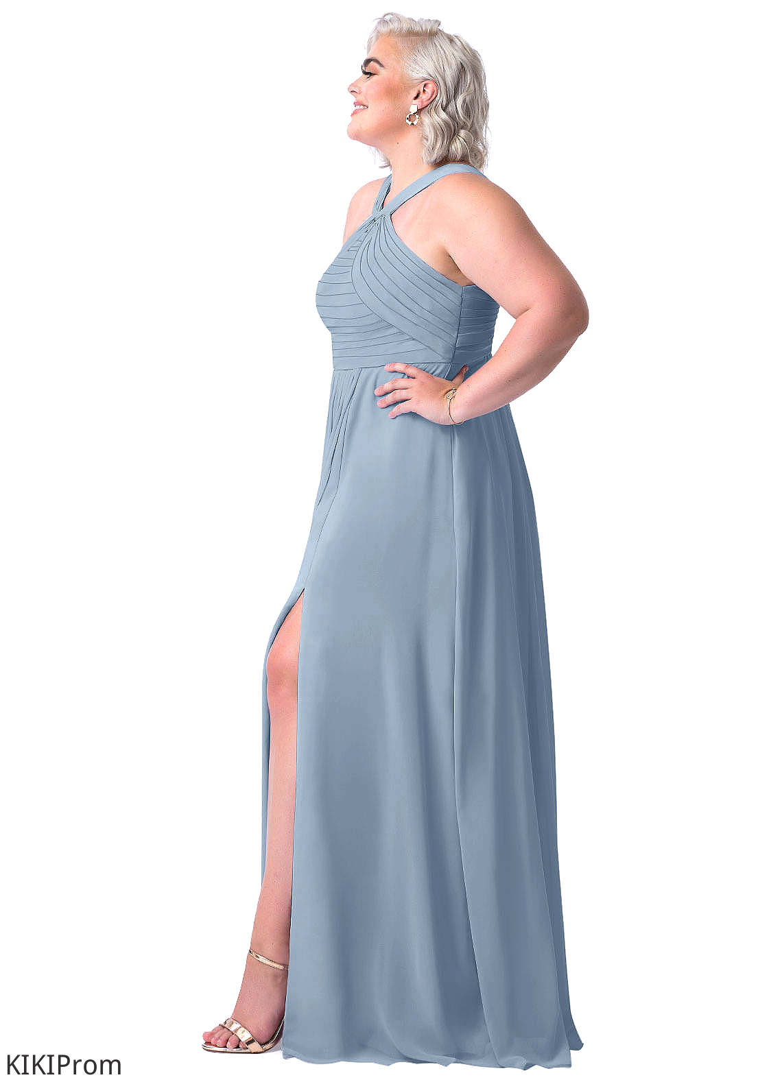 Karly Sleeveless A-Line/Princess V-Neck Natural Waist Floor Length Bridesmaid Dresses