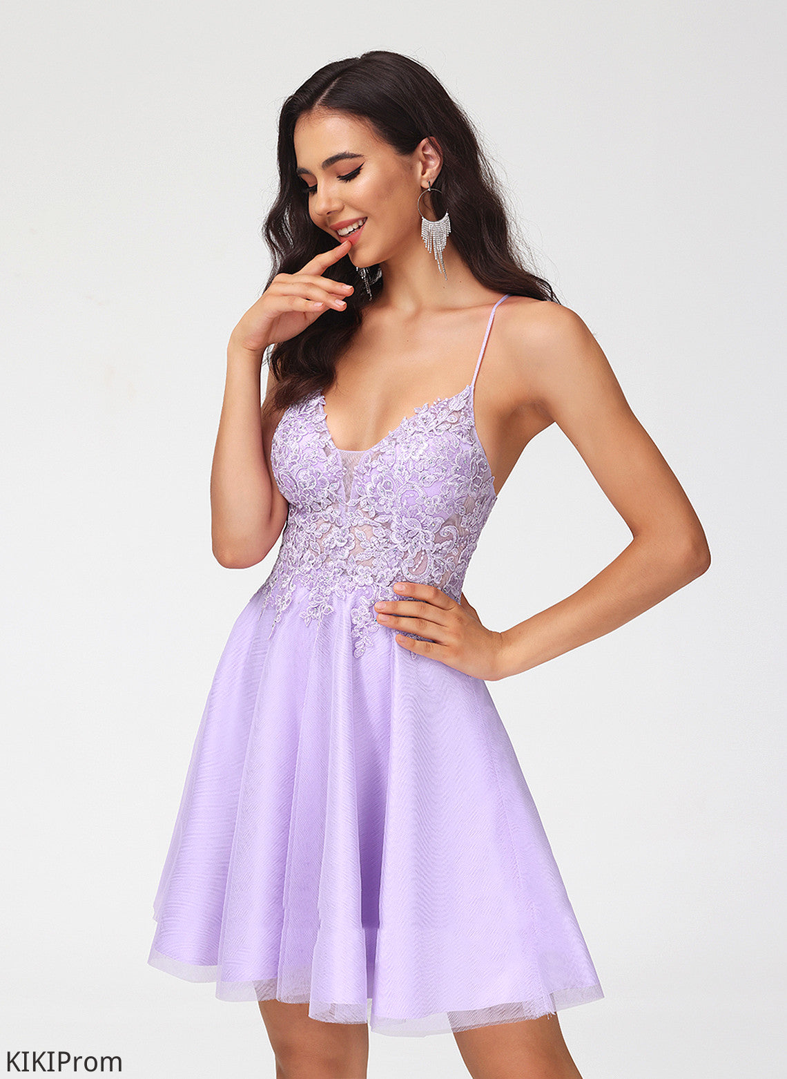 Nellie Tulle Dress Beading Homecoming V-neck Homecoming Dresses Short/Mini Lace With A-Line