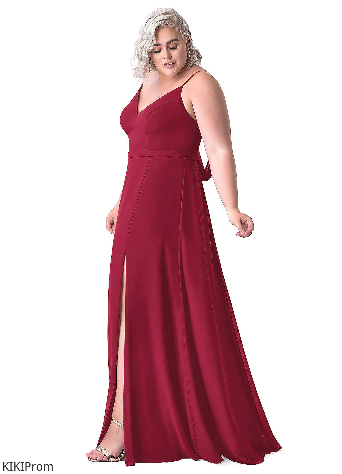 Hallie Sleeveless A-Line/Princess V-Neck Empire Waist Floor Length Bridesmaid Dresses