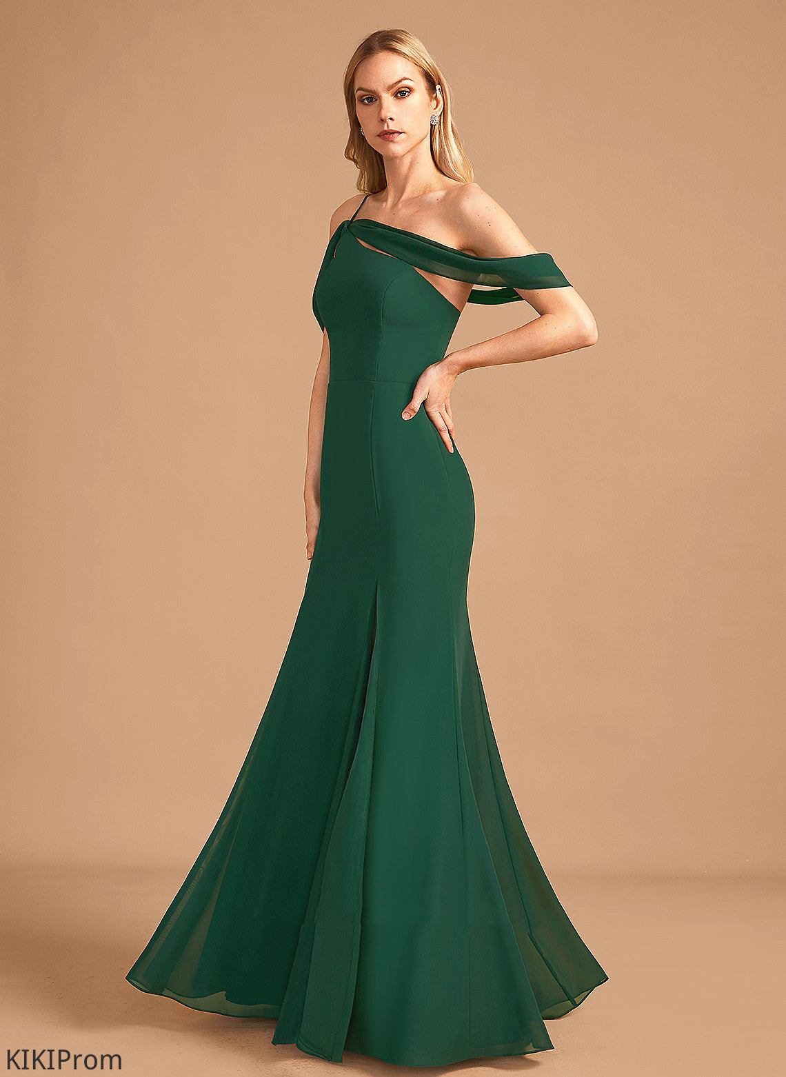 Silhouette One-Shoulder Embellishment Length SplitFront Floor-Length Fabric Neckline Trumpet/Mermaid Ayana A-Line/Princess Sleeveless Bridesmaid Dresses
