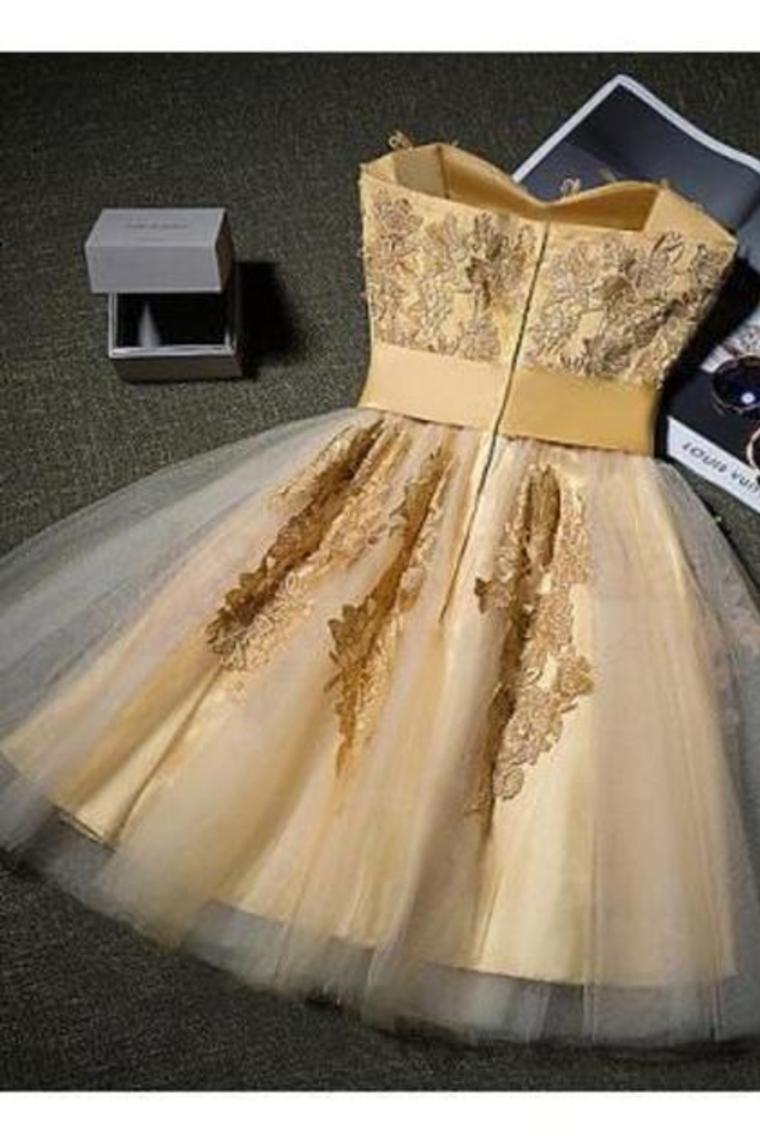 Homecoming Dresses Sweetheart Tulle With Appliques Cocktail Dress