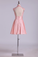 2022 High Neck A Line Short Homecoming Dresses Tulle & Taffeta With Beads