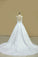 2022 A Line Scoop Wedding Dresses Satin With Beading Chaple Train