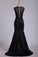 2022 New Arrival Evening Dresses Scoop Mermaid Satin With Applique Sweep Train
