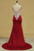 2022 Straps Prom Dresses Spandex With Beads And Slit Open Back