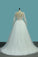 2024 Long Sleeves A Line Scoop Tulle Wedding Dresses With Applique Chapel Train