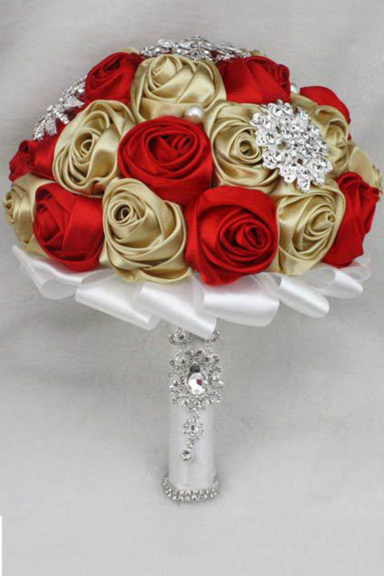 Round Roses Rhinestone Brooch Crystal Roses Wedding Bouquet (26*22cm)