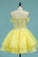 2022 A Line Off The Shoulder Homecoming Dresses With Applique Organza