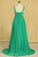2022 V Neck A Line Plus Size Prom Dresses Chiffon Sweep Train With Ruffles & Beads