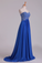 2022 New Arrival Dark Royal Blue Sweetheart Prom Dresses A Line With Beaded Bodice Chiffon