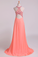 2022 Halter Prom Dresses A Line Chiffon & Tulle Sweep Train With Beading