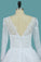 2024 A Line Tulle Bateau 3/4 Length Sleeve Wedding Dresses With Applique Sweep Train