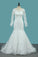 2024 Tulle Long Sleeves Mermaid Wedding Dresses With Applique Court Train Detachable