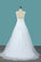 2024 A Line Tulle & Lace Wedding Dresses Scoop Sweep Train New Arrival