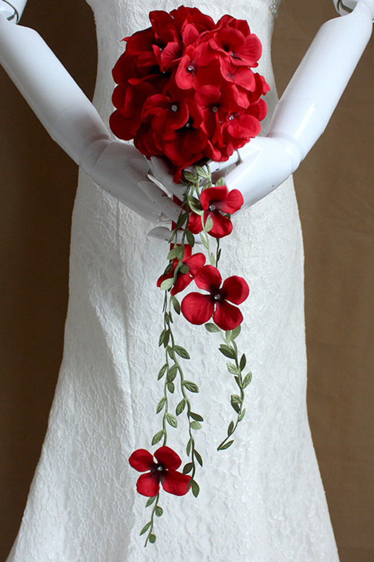 Round Shape Wedding/Special Occasion Fabric Bouquet With Beads