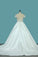 2024 A Line Scoop Wedding Dresses Satin With Handmade Flower And Sash Chapel Train