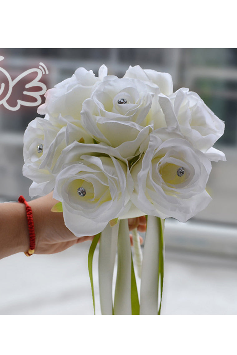 Sweet Round Artificial Silk/Rhinestone Bridesmaid Bouquets