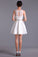2022 Homecoming Dresses Scoop A Line Satin&Lace