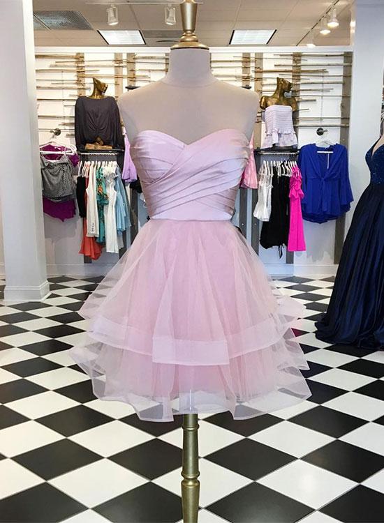 Sweetheart Neck Short Dress Dulce Homecoming Dresses Pink DZ1008