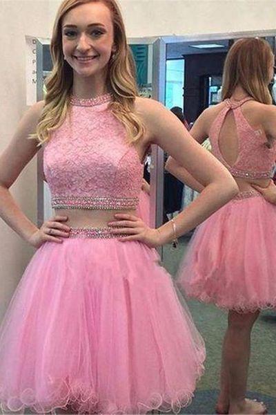 Two Piece Julie Homecoming Dresses Lace DZ10734