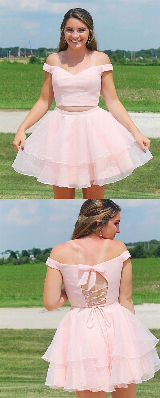 2 Homecoming Dresses Jaylen Pink Pieces Short Modest Hoco Dresses
